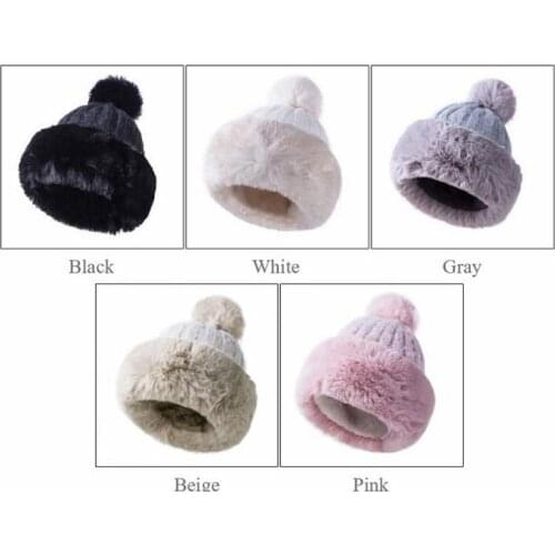 Knitted Hat Women Winter Soft Keep Warm Beanies Female Plus Velvet Fashion Pompom Knit Cap Outdoor Warm Casual Hat