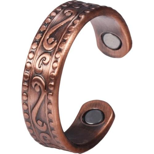 Wollet Jewelry copper magnetic ring for men and women antique style adjustable CPR-0955