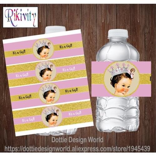 20 Custom Its A Girl Princess Baby Shower Party Water Bottle Wine Labels Candy Bar Wrapper Stickers Birthday Wedding Decoration
