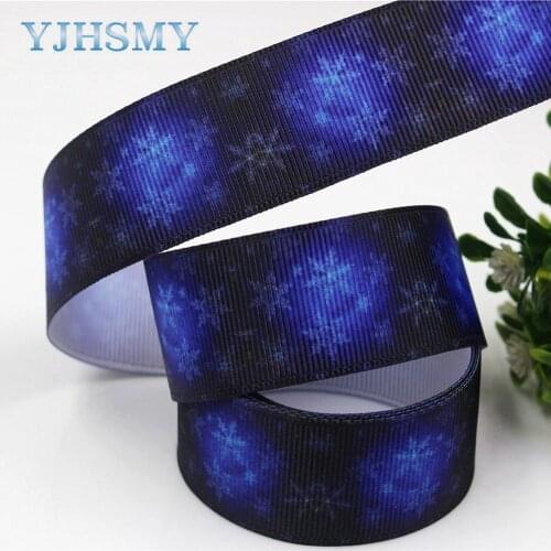 YJHSMY D-171202-391,25 mm 5 Yards snowflake Ribbons Thermal transfer Printed grosgrain,Clothing accessories DIY materials