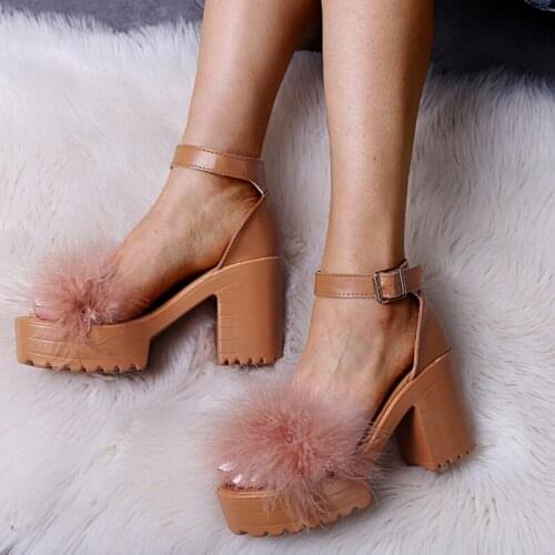Women Thick High Heels Sandals Fashion Transparent Shoes Woman Platform Ladies Buckle Open Toe Sandals Female Shoes Summer 2020