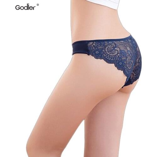 Godier 3 Pcs Women Underwear Briefs Sexy Lace Women Panties Solid Low-Rise Seamless Cotton Briefs Ladies Girls Panties S M L XL