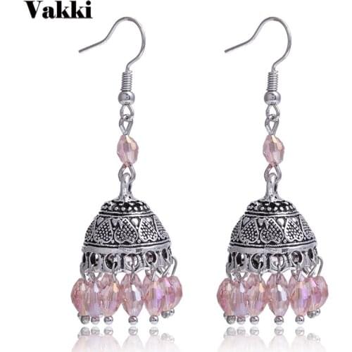 Vintage Ethnic India Jhumka Jhumki Earrings Carved Lotus Handmade Tradition Bell Drop Earrings Jewelry For Women Indian Jewelry