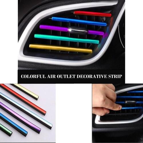 10 Pcs Auto Car Accessories Colorful Air Conditioner Air Outlet Decoration Strip Modified Interior Supplies