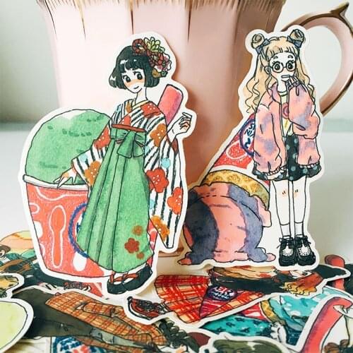 12pcs Japanese gourmet ice cream girl stickers/Scrapbooking Stickers /Decorative Sticker /DIY Craft Photo Albums