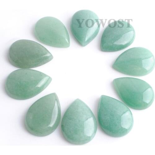 18x25x6mm 10pcs/lot Natural Stone Aventurine CAB Cabochon Beads Drop Shape No Hole Fit Bracelet Earrings Jewelry Findings QU3189