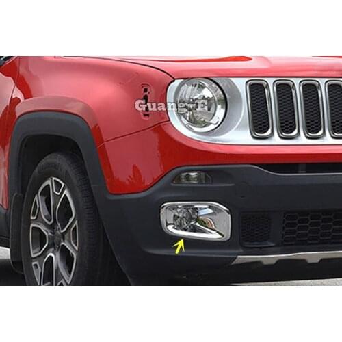 For Jeep Renegade 2016 2017 2018 2019 2020 Car Body Front Fog Light Lamp Frame Stick Styling ABS Chrome Cover Trim Parts 2pcs