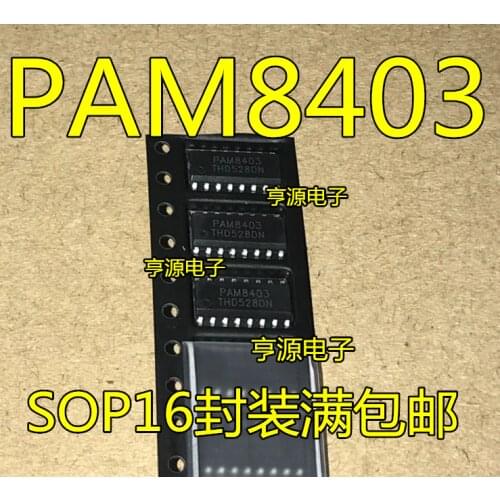 20PCS new PAM8403 3 w * 2 no filter stereo D audio amplifier IC SMD SOP16 chip