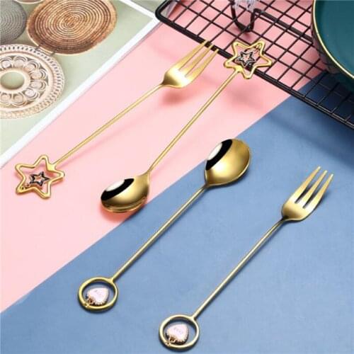 304 Stainless Steel Coffee Spoon Watermelon Ice Cream Spoon Tea Dessert Spoon Fork With Pretty Pendant Creative Tableware