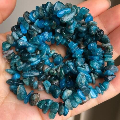 5-8mm Natural Chips Blue Apatite Stone Irregular Gravel Beads Loose Spacer Beads for Jewelry Making DIY Earring Necklace 33Inch