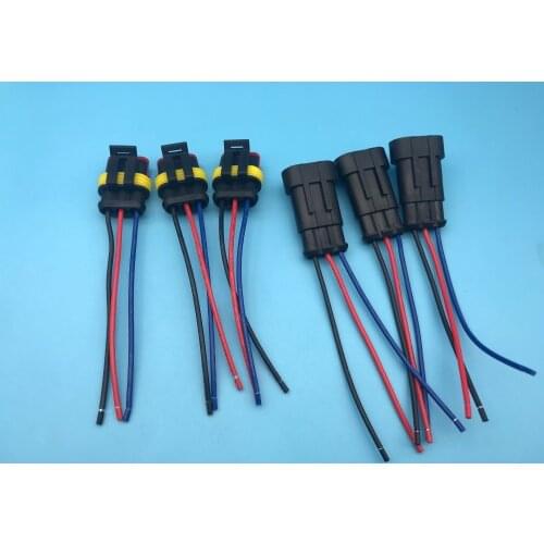 5sets 3 Pin 3Way Auto Vehicle Waterproof Electrical Connector Plug Adapter Wire 18AWG Marine