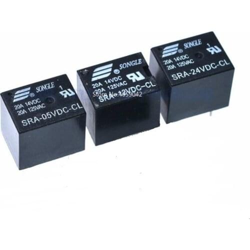 5Pcs/lot 5V 12V 24V DC Power Relay SRA-05VDC-CL SRA-12VDC-CL SRA-24VDC-CL 5Pin PCB Type In stock Black Automobile relay