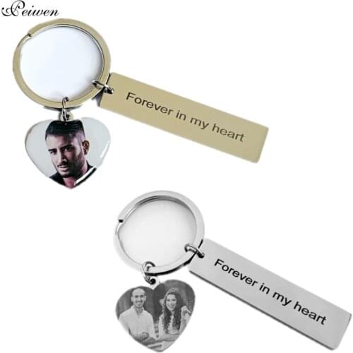 Personalized Custom Photo Keychain Engrave Photo Text Key Chain Stainless Steel Lettering Keyrings Women Men Customized Jewelry