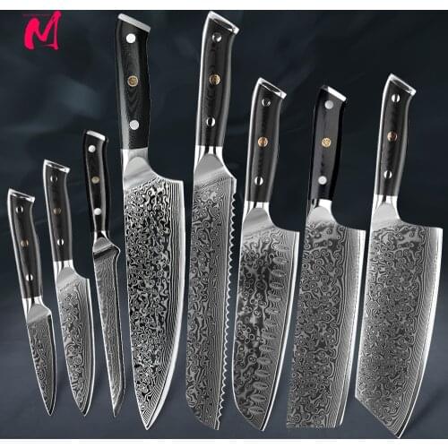 Damascus Knives Chef Knife Japanese Kitchen Knife Damascus VG10 67 Layer Stainless Steel Knives Ultra Sharp Micarta Handle