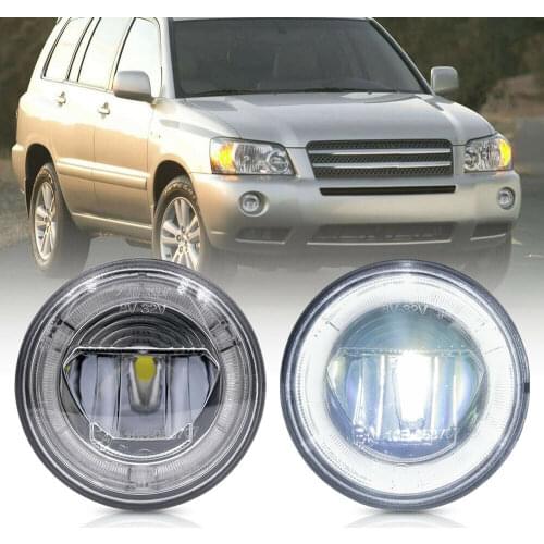 Clear Lens White LED Halo Ring DRL Fog Lamp for 04- Toyota Prius Highlander Echo Driving Daytime Running Light