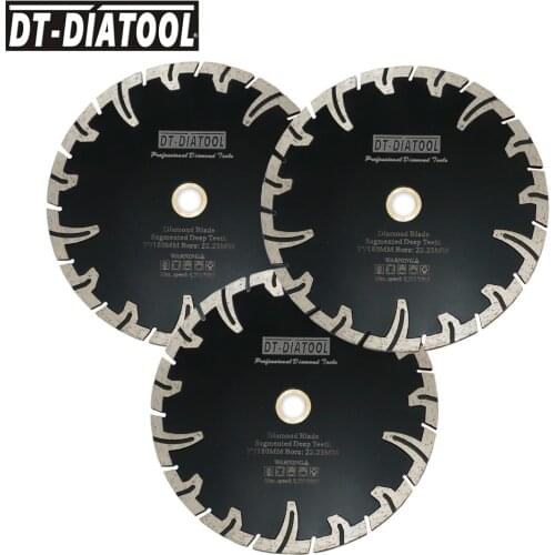 DT-DIATOOL 3pcs Dia 7inch/180mm Segmented Deep Teeth Diamond Saw Blades Cutting Disc for Cutting Granite Stone Concrete