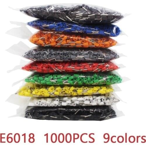E6018 1000pcs/Pack Insulated Cord End Terminal Crimp Terminal Wire Connector Crimp Ferrules Crimping Terminals Tubular AWG #10