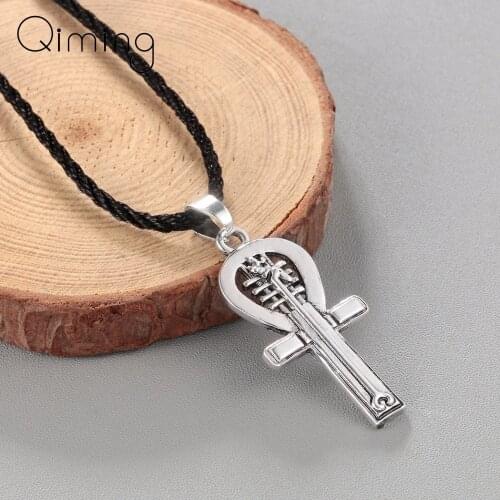 Egyptian Ankh Necklace For Women Men Anubis Amulet Pendant Old Ancient Egypt Gold Retro Goddess Corss Necklace Dropshipping
