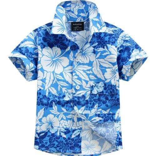 Cotton 100% floral shirt hawaiian shirt aloha shirt for boy T1547