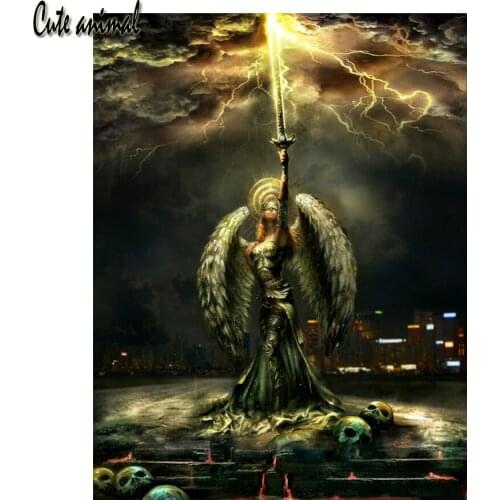 DIY 5D Diamond Painting Dark Angel Girl Wall Decor Full Drill Square Rhinestone Diamond Mosaic Embroidery Gift Home Decor New