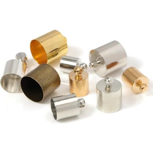 50pcs Outside Dia 1-12mm Tassel End Jewelry Cap End Bead Caps Fit Round Leather Cord Tassel Caps DIY Necklace Bracelet Connector