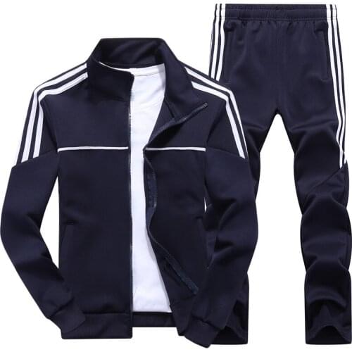 New Mens Set Spring Autumn Man Sportswear 2 Piece Sets Sports Suit Jacket+Pant Sweatsuit Male Tracksuit Asia Size L-4XL