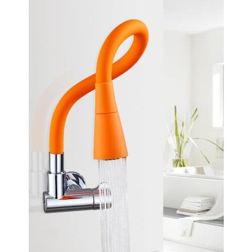 Single Handle Kitchen Water Faucet Bend at Any Angle Nozzle Stainless Steel and Silicon Kitchen Sink Faucet with Sprayer