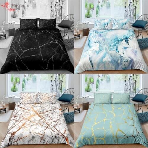 Marble Pattern Printed Duvet Cover Single Twin Double Full King Size Bedding Sets Luxury Black Duvet Cover Pillow Case Bed Cover