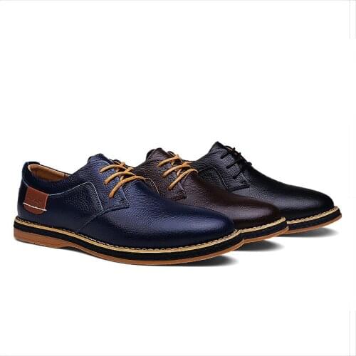 Casual Men Shoes Genuine Leather Adult High Quality Luxury Italian Style Big Size England Business Shoes Casual Comfort Shoes