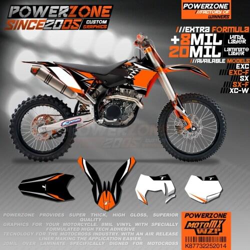 PowerZone Custom Team Graphics Backgrounds Decals 3M Stickers Kit For KTM SX SXF MX EXC XCW Enduro 125cc to 500cc 2007-2011 014