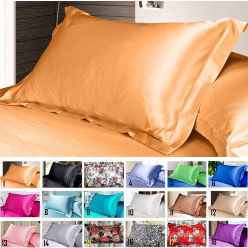 Simple Design Emulation Silk Satin Pillowcase Single Pillow Cover Multicolor 48*74cm
