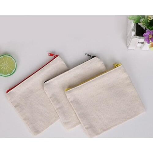 Blank canvas zipper Pencil cases pen pouches cotton cosmetic Bags makeup bags Mobile phone clutch bag organizer SN1284