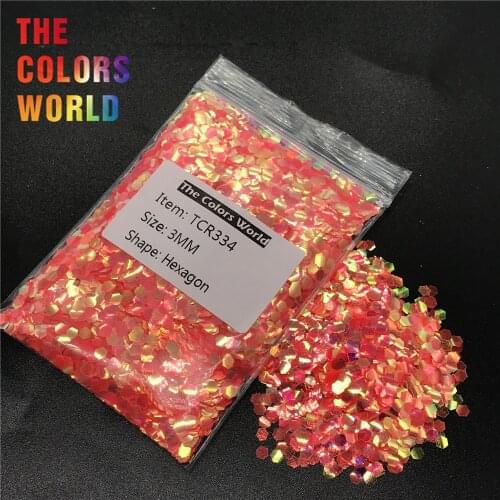 TCR334 Iridescent Rainbow Light Orange Hexagon Shape Nail Glitter Nail Art Decoration BodyGlitter Makeup EyeShadow Handwork DIY