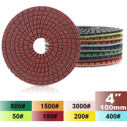 Free shipping colorful diamond polishing pads 4 inch 100mm wet polishing for granite marble