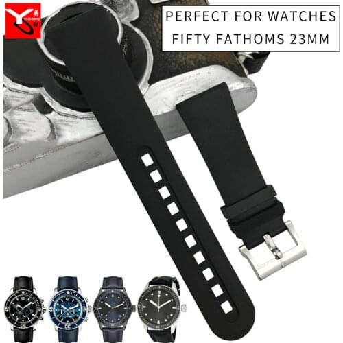23mm High Quality Rubber Silicone Watch Strap New Style Needle Buckle Waterproof Watchband Suitable for Fifty Fathoms Watch