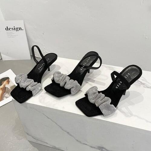 Sandalias Tacon Mujer Verano Striptease High Heels Diamond Sexy Thin Heel Sandals Banquet Shoes New Fashion Summer стрипы туфли