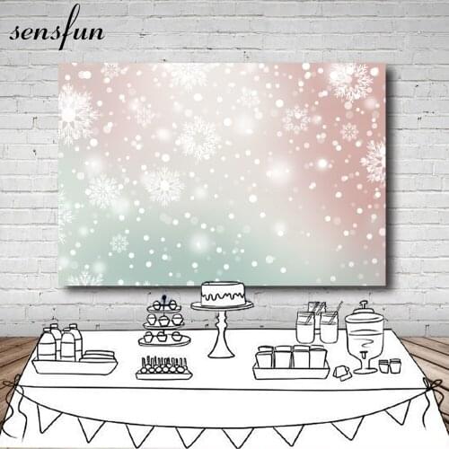 Sensfun Winter White Snowflake Backdrop Bokeh Polka Dots Christmas Birthday Party Backgrounds For Photo Studio Customized 7x5FT
