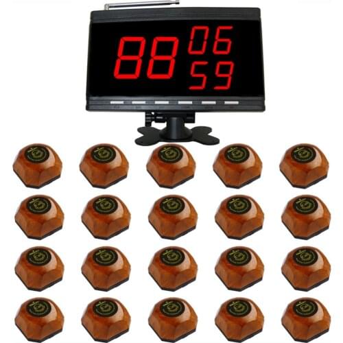 SINGCALL Wireless Paging Call System, Include 20pcs Wooden Pagers in Package Suits. Hotel pagers