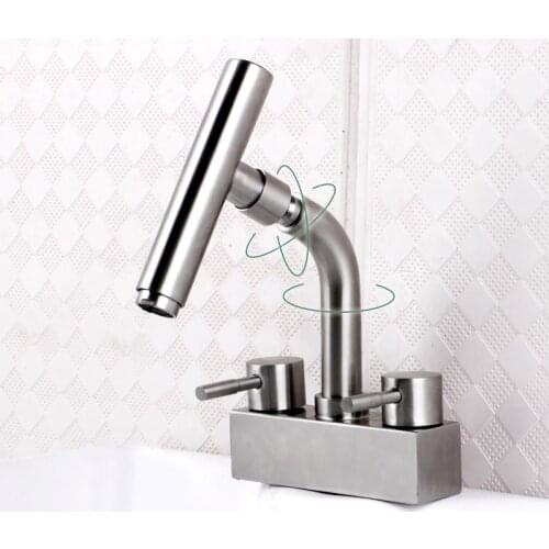 Double handle double holes bathroom lavatory basin faucet hot and cold water faucets