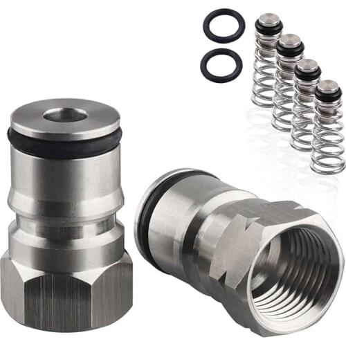 Ball Lock Post and 4 Poppets, 2 O Rings, 304 Stainless Steel 19/32 inch-18 Gas & Liquid Corny Keg Adapter Kit