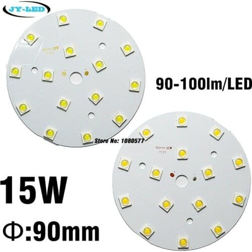 90mm Diameter 15W LED PCB Board, 1500lm Lumen SMD7171 HuaLei Chip Aluminum Base Plate White/Warm White For LED Bulb Light Source
