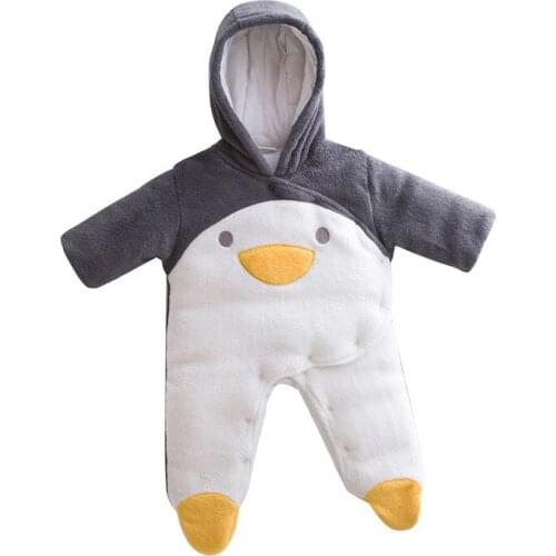 Warm Baby Wear 2018 Winter Baby Boutique Clothes Cute Penguin High Quality Brand Newborn Long Sleeves Rompers