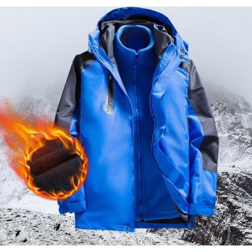 Outdoor 3 In 1 Outdoor Ski Hiking Jackets Men Winter Waterproof Windbreaker Camping Trekking Climbing Sports Fleece Coat