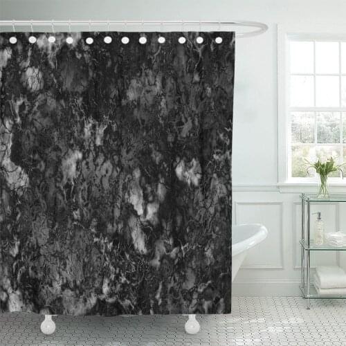 Gray Granite Marble Black and White Rock Polished Shower Curtains Waterproof Polyester Fabric 72 x 72 inches with Hooks