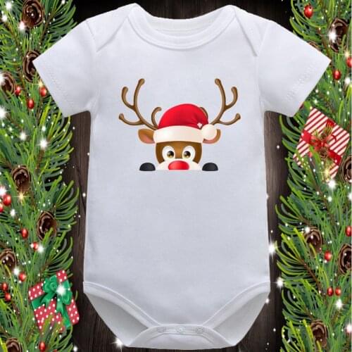 High Quality Newborn Baby Toddler Romper Merry Christmas Elk Print Unisex Baby Jumpersuit Boy Girl Clothes 2224