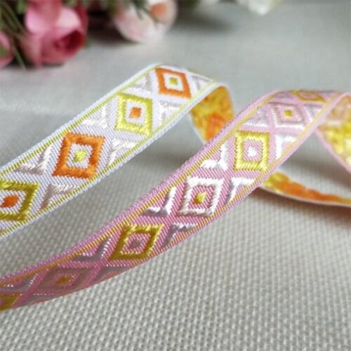 4cm wide HOT Cotton Embroidered pink blue flower lace fabric dubai sewing DIY trim applique Ribbon collar dress cord cloth decor