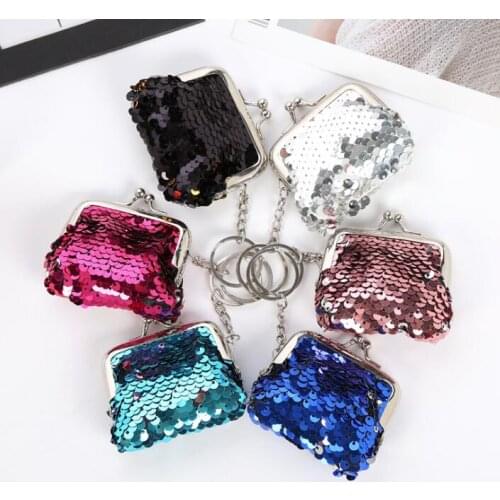 10pcs Sequins Hasp Coin Wallet Little Girls Mermaid Magic Clutch Handy Purse Card Holder Key Earphone Bag