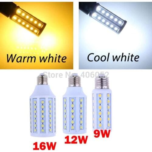 10pcs/lot Super Bright SMD5050 E27 9W 12w 16w Led Corn Bulb Lamp Light 44 60 86 Leds AC 220v Warm White Pure White Cold White