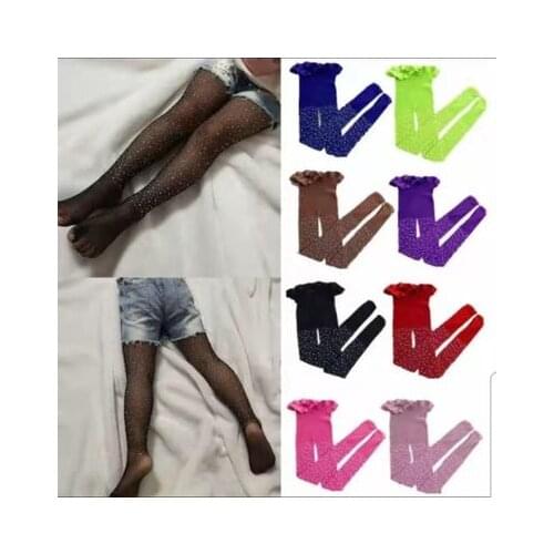 2021 Toddler Kids Girls Children Mesh Fishnet Net Tights Diamond Pantyhose Stockings Rhinestone Shine Fashion Casual Stockings