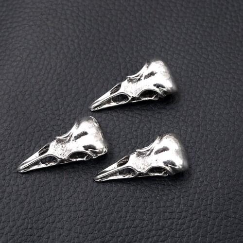 5pcs Silver Plated 3D Skull Bird Head Pendant DIY Punk Bracelet Necklace Jewelry Accessories Crafts 34*13mm A1254